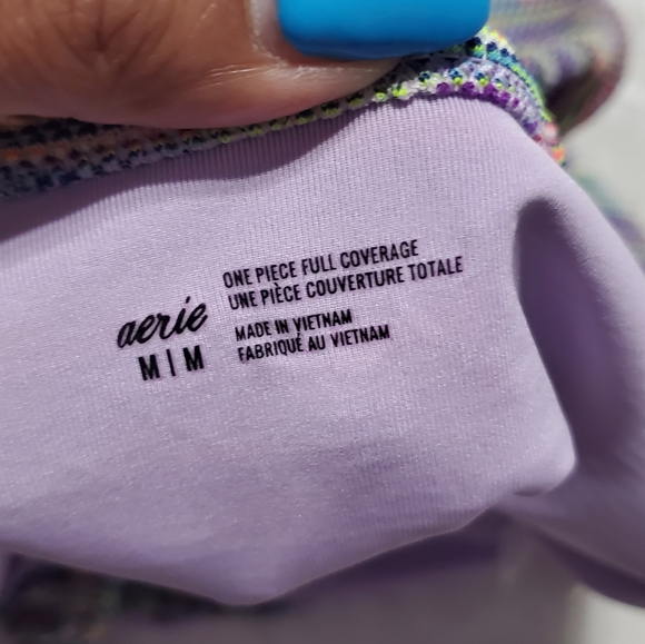 Aerie Purple Multicolored Strapy Back Swimsuit - Picture 4 of 6